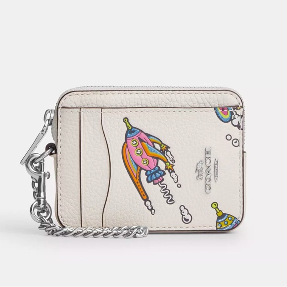 Coach Cosmic Rocket Zip Card Case With Chain - Picture 4 of 6